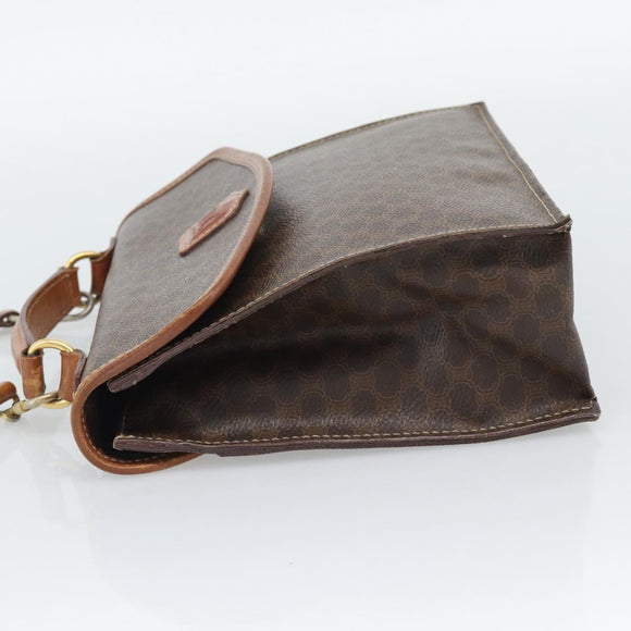 CELINE Macadam Canvas Hand Bag PVC Leather 2way Brown Gold Auth 195169