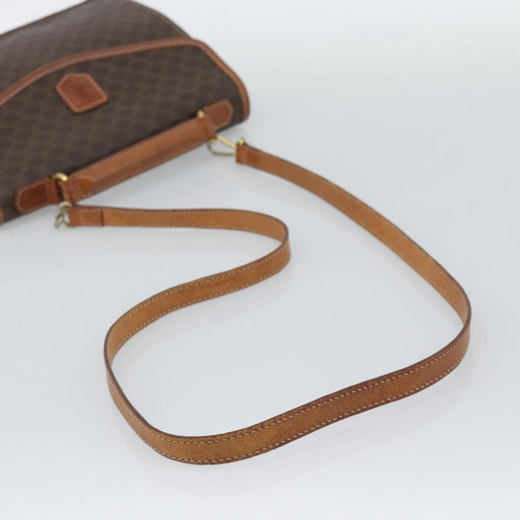 CELINE Macadam Canvas Hand Bag PVC Leather 2way Brown Gold Auth 195169