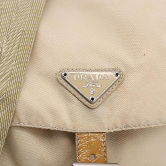 PRADA Backpack Nylon Beige Silver Auth 195170