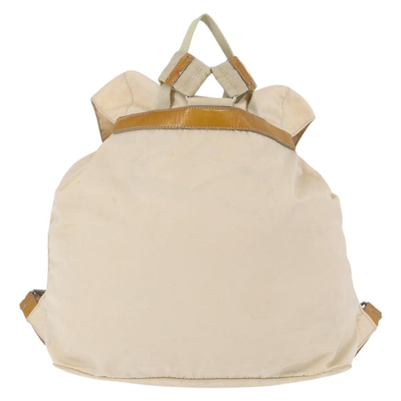 PRADA Backpack Nylon Beige Silver Auth 195170