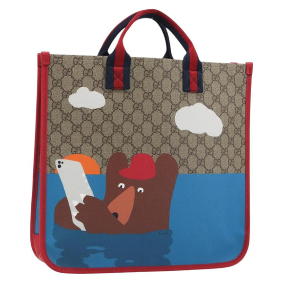 GUCCI GG Supreme Children's Tote Bag PVC Beige 605831 Auth 195180M