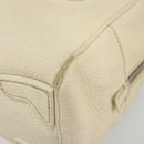 PRADA Hand Bag Leather Ivory Silver Auth 195183-9