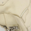 PRADA Hand Bag Leather Ivory Silver Auth 195183-15