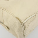 PRADA Hand Bag Leather Ivory Silver Auth 195183-17