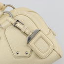 PRADA Hand Bag Leather Ivory Silver Auth 195183-18