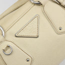 PRADA Hand Bag Leather Ivory Silver Auth 195183-19