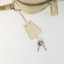 PRADA Hand Bag Leather Ivory Silver Auth 195183-20