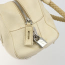 PRADA Hand Bag Leather Ivory Silver Auth 195183-21