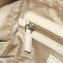 PRADA Hand Bag Leather Ivory Silver Auth 195183-25