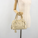 PRADA Hand Bag Leather Ivory Silver Auth 195183-27