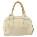 PRADA Hand Bag Leather Ivory Silver Auth 195183-2