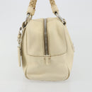 PRADA Hand Bag Leather Ivory Silver Auth 195183-3