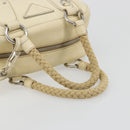 PRADA Hand Bag Leather Ivory Silver Auth 195183-8