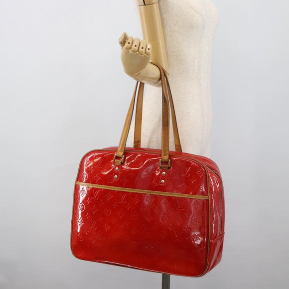 LOUIS VUITTON Monogram Vernis Sutton Hand Bag Red Rouge M91080 LV Auth 195186