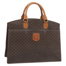 CELINE Macadam Canvas Hand Bag PVC Leather Brown Gold Auth 195189A-1