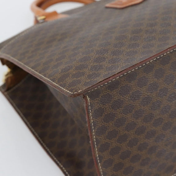 CELINE Macadam Canvas Hand Bag PVC Leather Brown Gold Auth 195189A