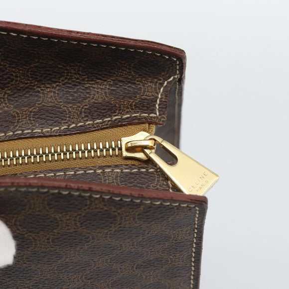 CELINE Macadam Canvas Hand Bag PVC Leather Brown Gold Auth 195189A