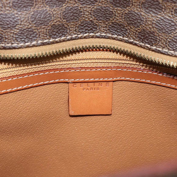 CELINE Macadam Canvas Hand Bag PVC Leather Brown Gold Auth 195189A