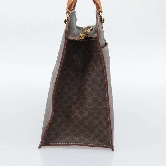 CELINE Macadam Canvas Hand Bag PVC Leather Brown Gold Auth 195189A