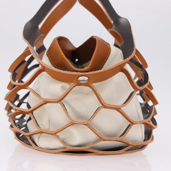 Vivienne Westwood Hand Bag Canvas Brown White Auth 195190V