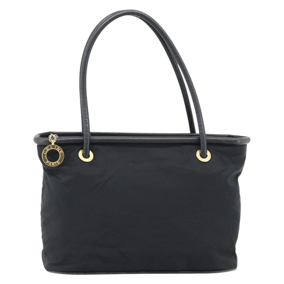 CELINE Hand Bag Nylon Black Gold Auth 195193