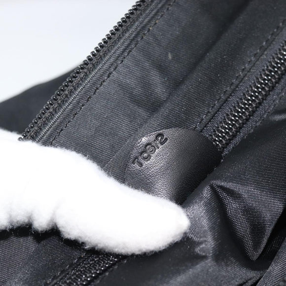 CELINE Hand Bag Nylon Black Gold Auth 195193