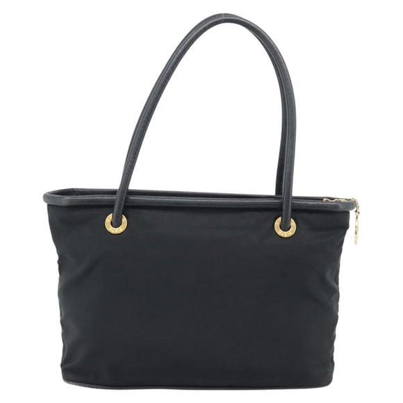 CELINE Hand Bag Nylon Black Gold Auth 195193