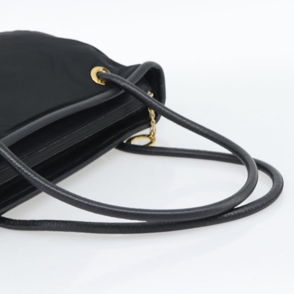 CELINE Hand Bag Nylon Black Gold Auth 195193