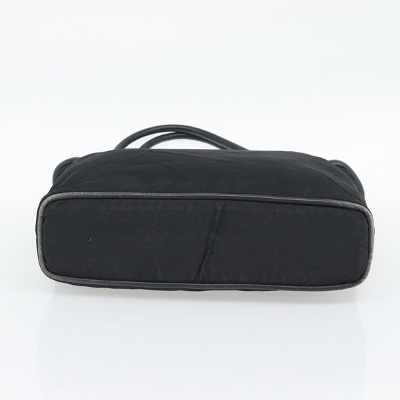 CELINE Hand Bag Nylon Black Gold Auth 195193