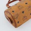 MCM Vicetos Logogram Hand Bag PVC Leather 2way White Gold Auth 195198-17