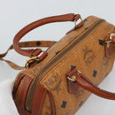 MCM Vicetos Logogram Hand Bag PVC Leather 2way White Gold Auth 195198-6