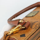 MCM Vicetos Logogram Hand Bag PVC Leather 2way White Gold Auth 195202-10