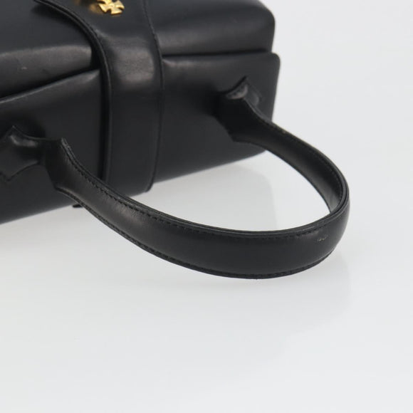 Vivienne Westwood Hand Bag Leather Black Gold Auth 195203A