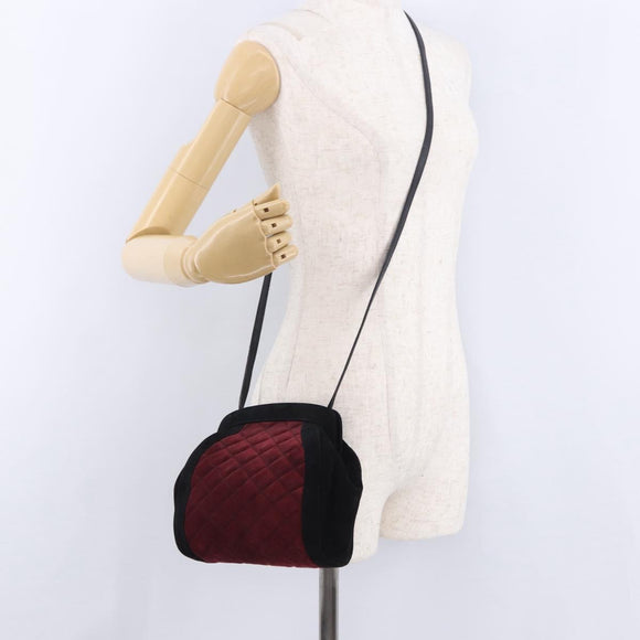 Salvatore Ferragamo Shoulder Bag Suede Red Gold Auth 195204