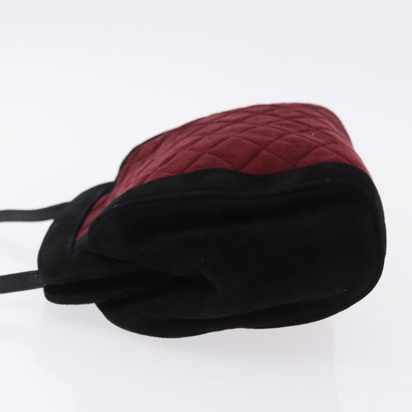 Salvatore Ferragamo Shoulder Bag Suede Red Gold Auth 195204