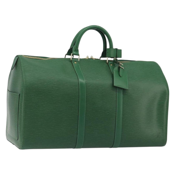 LOUIS VUITTON Epi Keepall 50 Boston Bag Green M42964 LV Auth 195209V