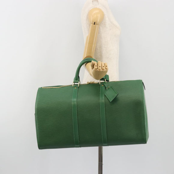LOUIS VUITTON Epi Keepall 50 Boston Bag Green M42964 LV Auth 195209V