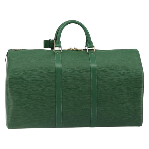 LOUIS VUITTON Epi Keepall 50 Boston Bag Green M42964 LV Auth 195209V