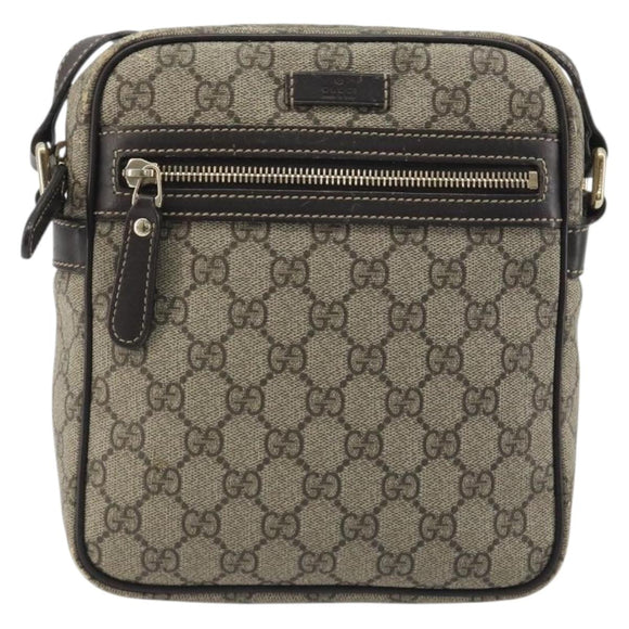 GUCCI GG Supreme Shoulder Bag PVC Beige Gold 233268 Auth 195210