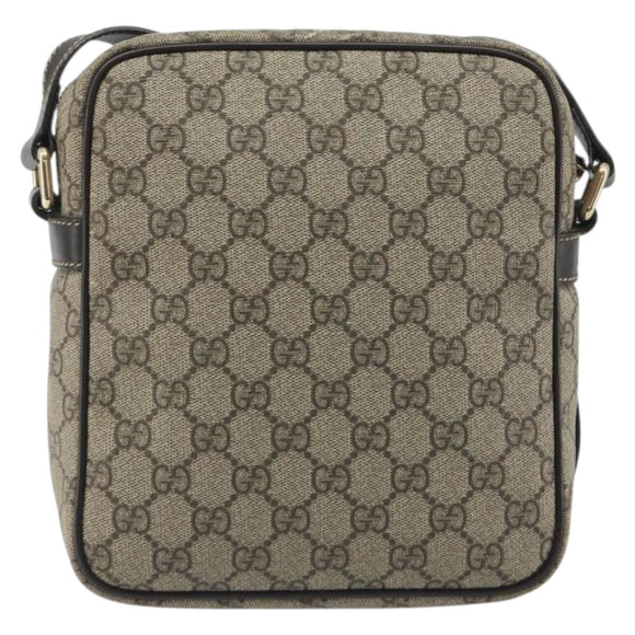 GUCCI GG Supreme Shoulder Bag PVC Beige Gold 233268 Auth 195210