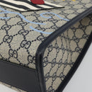 GUCCI GG Supreme Hand Bag PVC Navy Gold Auth 195213M-10