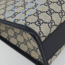 GUCCI GG Supreme Hand Bag PVC Navy Gold Auth 195213M-11