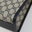 GUCCI GG Supreme Hand Bag PVC Navy Gold Auth 195213M-12