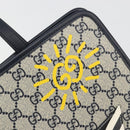 GUCCI GG Supreme Hand Bag PVC Navy Gold Auth 195213M-14