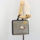 GUCCI GG Supreme Hand Bag PVC Navy Gold Auth 195213M-22