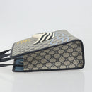 GUCCI GG Supreme Hand Bag PVC Navy Gold Auth 195213M-5