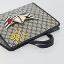 GUCCI GG Supreme Hand Bag PVC Navy Gold Auth 195213M-6
