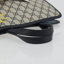 GUCCI GG Supreme Hand Bag PVC Navy Gold Auth 195213M-7