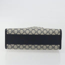 GUCCI GG Supreme Hand Bag PVC Navy Gold Auth 195213M-9