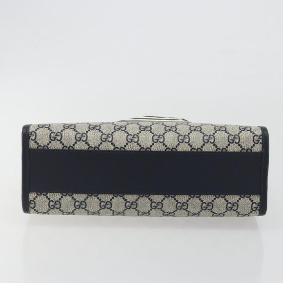 GUCCI GG Supreme Hand Bag PVC Navy Gold Auth 195213M
